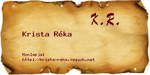 Krista Réka névjegykártya